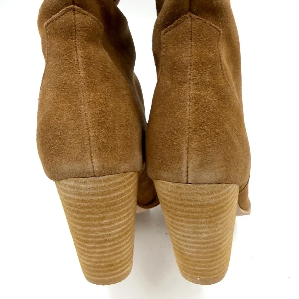 Steve Madden Landy Over The Knee Boots Western Block Heel Chestnut Suede 6.5
